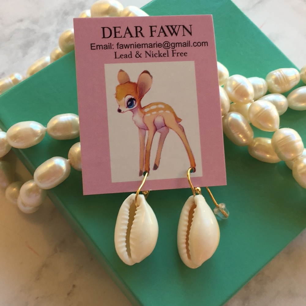 New Cowrie Shell & 14k Gold Filled Hook Earrings